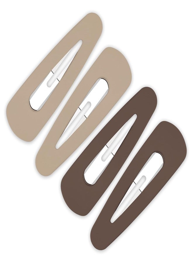 Motroce 4PCS Large Snap Hair Clips, Acrylic Metal Hair Barrettes, Matte Snap Clips for Women, Hair Pins for Girls, Large Hair Accessories (3.5Inch, Brown) - Image 1